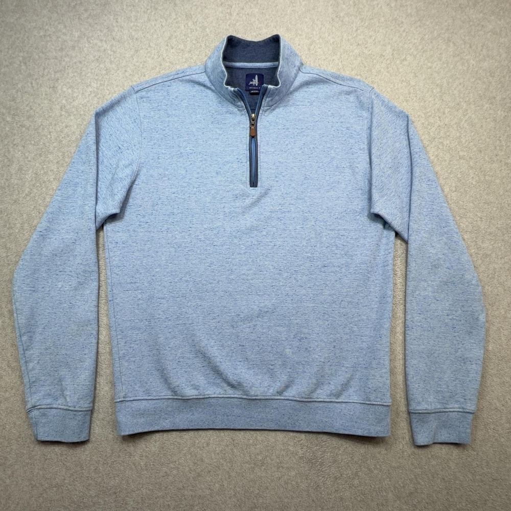 Johnnie-O Sully Sweatshirt Mens Medium Blue 1/4 Zip Pullover Mock Neck JMK01460